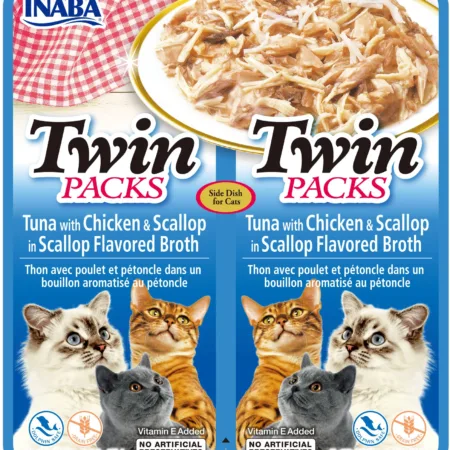 Inaba Twin Tuna & Chicken with Scallop Recipe in Scallop Broth - 2 x 40g rip top sachets